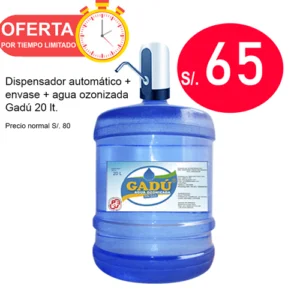 Dispensador de agua automático +  Bidón de agua Gadú 20 litros